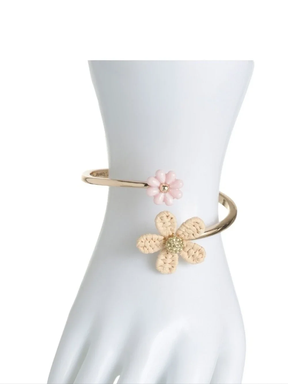 👉✨️Betsey Johnson Gold Daisy Bypass Hinge Bangle Bracelet